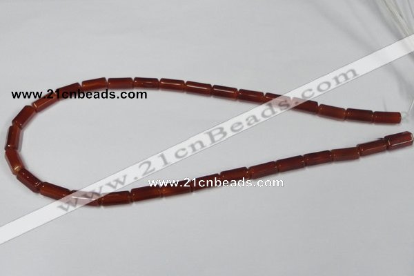 CAA141 15.5 inches 6*12mm faceted column red agate gemstone beads