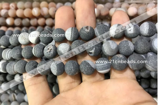 CAA1425 15.5 inches 10mm round matte druzy agate beads