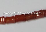 CAA143 15.5 inches 8*10mm bamboo shape red agate gemstone beads