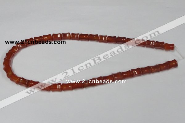 CAA143 15.5 inches 8*10mm bamboo shape red agate gemstone beads