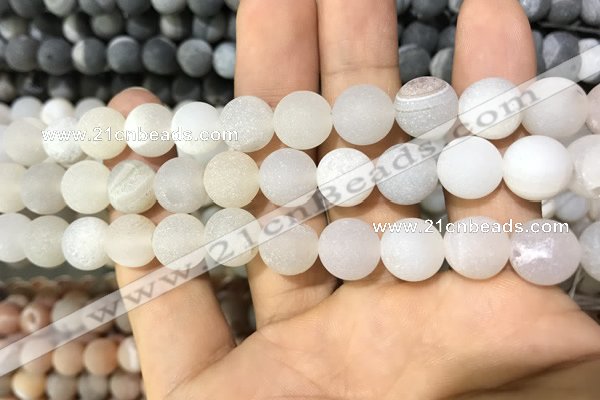 CAA1430 15.5 inches 12mm round matte druzy agate beads