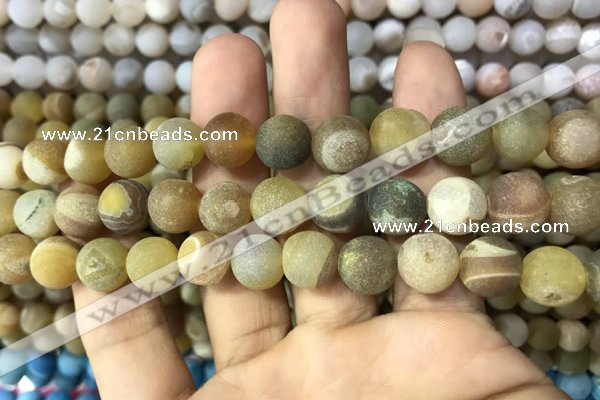 CAA1435 15.5 inches 12mm round matte druzy agate beads