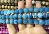 CAA1438 15.5 inches 12mm round matte druzy agate beads