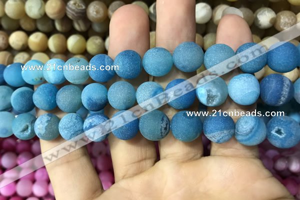 CAA1438 15.5 inches 12mm round matte druzy agate beads