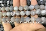 CAA1447 15.5 inches 14mm round matte druzy agate beads