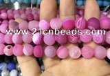 CAA1452 15.5 inches 14mm round matte druzy agate beads