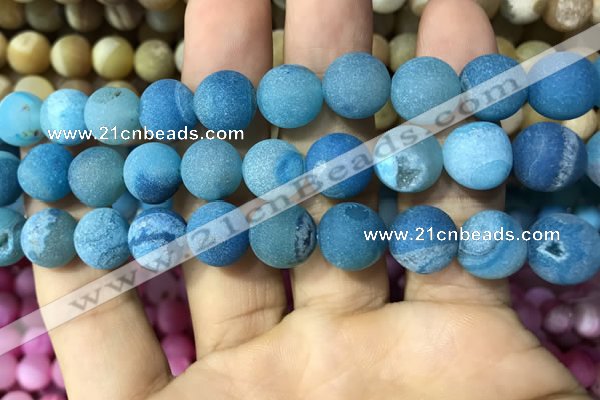 CAA1453 15.5 inches 14mm round matte druzy agate beads