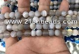 CAA1470 15.5 inches 6mm round matte banded agate beads wholesale