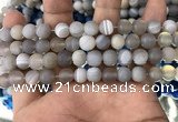 CAA1471 15.5 inches 8mm round matte banded agate beads wholesale