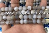 CAA1472 15.5 inches 10mm round matte banded agate beads wholesale