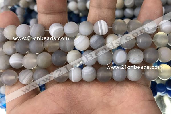 CAA1472 15.5 inches 10mm round matte banded agate beads wholesale