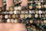 CAA1477 15.5 inches 10mm round matte banded agate beads wholesale