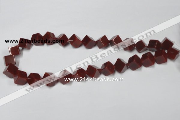 CAA148 15.5 inches 10*10mm cube red agate gemstone beads