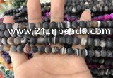 CAA1480 15.5 inches 6mm round matte banded agate beads wholesale