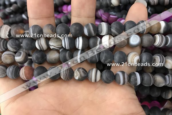 CAA1481 15.5 inches 8mm round matte banded agate beads wholesale