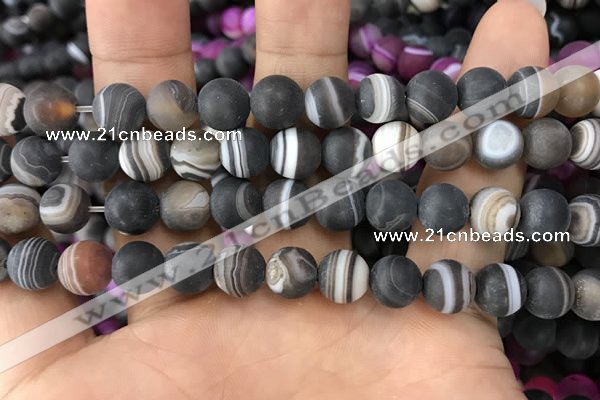 CAA1482 15.5 inches 10mm round matte banded agate beads wholesale