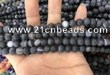 CAA1485 15.5 inches 6mm round matte banded agate beads wholesale