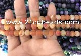 CAA1490 15.5 inches 6mm round matte banded agate beads wholesale