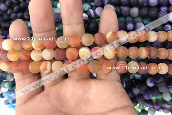 CAA1490 15.5 inches 6mm round matte banded agate beads wholesale