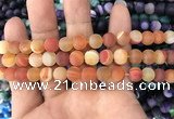 CAA1491 15.5 inches 8mm round matte banded agate beads wholesale