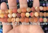 CAA1493 15.5 inches 12mm round matte banded agate beads wholesale