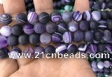 CAA1498 15.5 inches 12mm round matte banded agate beads wholesale