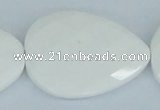 CAA15 15.5 inches 30*40mm faceted flat teardrop white agate beads