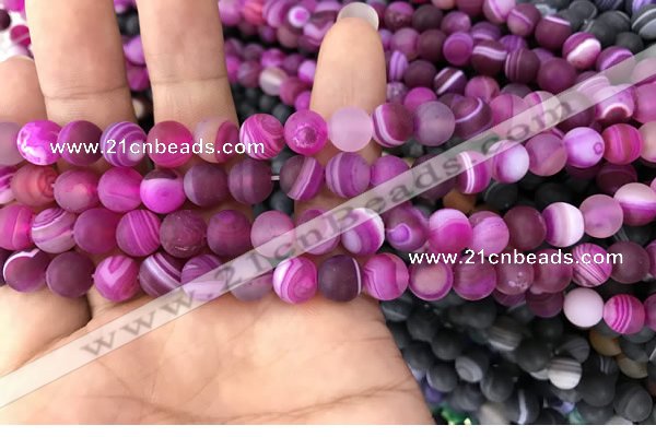 CAA1500 15.5 inches 6mm round matte banded agate beads wholesale