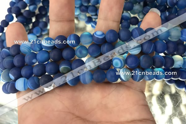 CAA1505 15.5 inches 6mm round matte banded agate beads wholesale