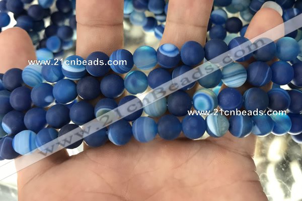 CAA1506 15.5 inches 8mm round matte banded agate beads wholesale