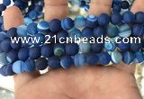 CAA1507 15.5 inches 10mm round matte banded agate beads wholesale