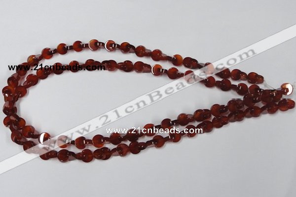 CAA151 15.5 inches 8*8mm curved moon red agate gemstone beads