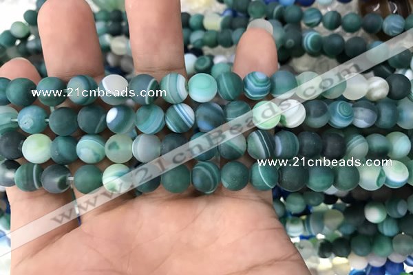 CAA1510 15.5 inches 6mm round matte banded agate beads wholesale