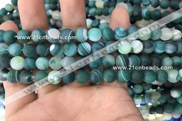 CAA1511 15.5 inches 8mm round matte banded agate beads wholesale