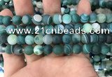 CAA1512 15.5 inches 10mm round matte banded agate beads wholesale