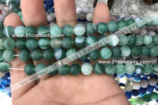 CAA1515 15.5 inches 6mm round matte banded agate beads wholesale