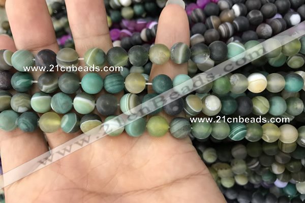 CAA1520 15.5 inches 6mm round matte banded agate beads wholesale