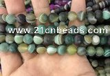 CAA1522 15.5 inches 10mm round matte banded agate beads wholesale