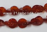 CAA153 15.5 inches 12*12mm curved moon red agate gemstone beads