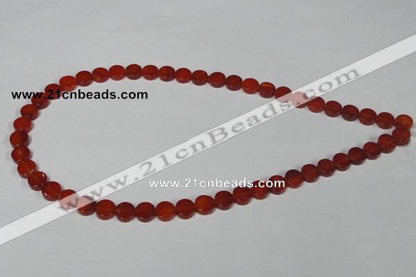 CAA154 15.5 inches 8mm coin red agate gemstone beads