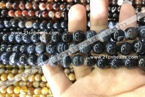 CAA1544 15.5 inches 8mm round banded agate beads wholesale