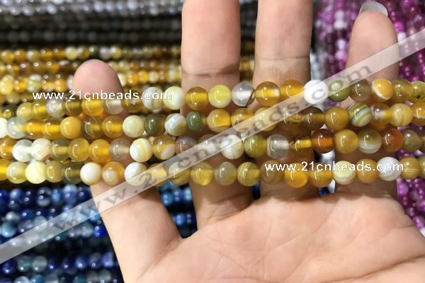 CAA1548 15.5 inches 4mm round banded agate beads wholesale