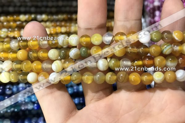 CAA1549 15.5 inches 6mm round banded agate beads wholesale