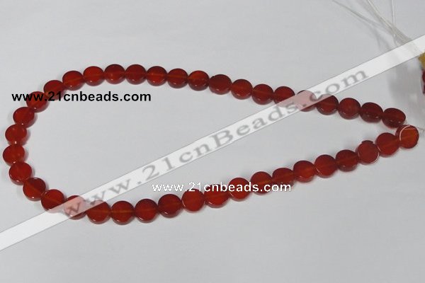 CAA155 15.5 inches 10mm coin red agate gemstone beads