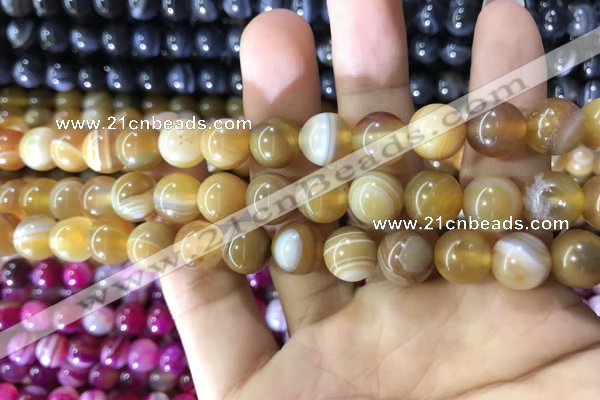 CAA1551 15.5 inches 10mm round banded agate beads wholesale