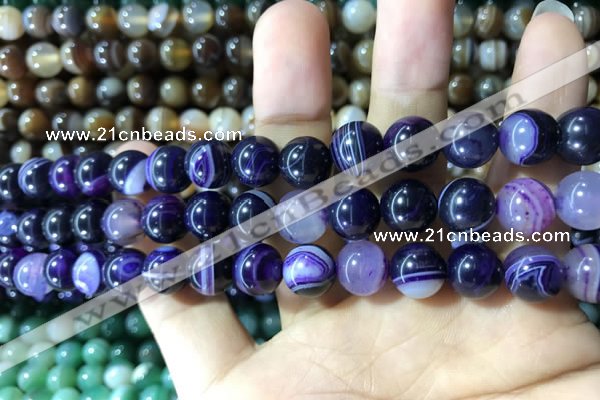 CAA1556 15.5 inches 8mm round banded agate beads wholesale