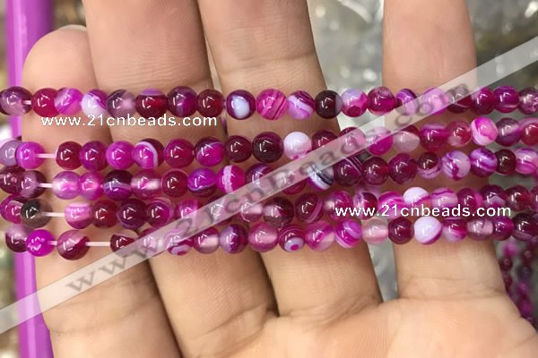 CAA1560 15.5 inches 4mm round banded agate beads wholesale