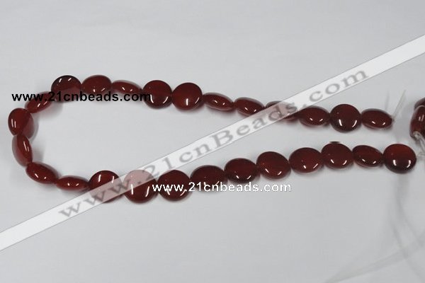 CAA157 15.5 inches 15mm flat round red agate gemstone beads