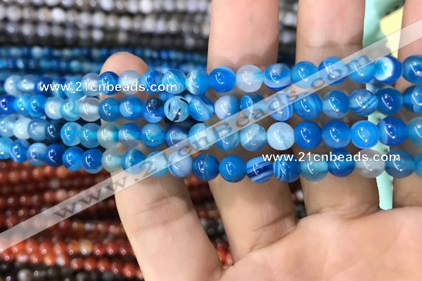 CAA1573 15.5 inches 6mm round banded agate beads wholesale