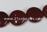 CAA158 15.5 inches 18mm flat round red agate gemstone beads